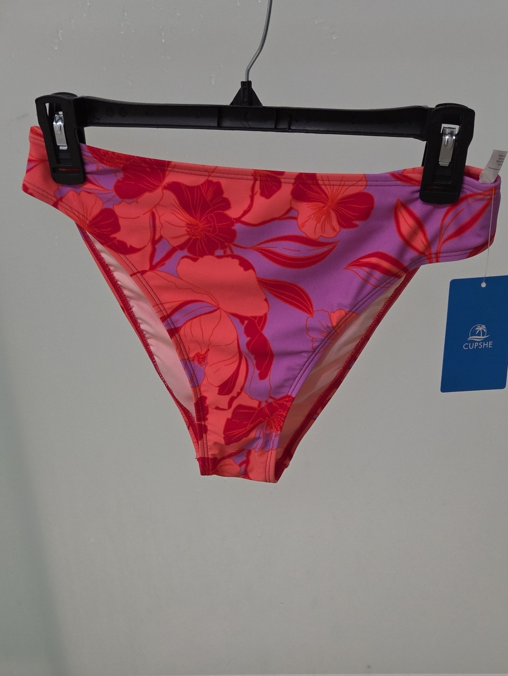 Cupshe Coral Red & Lavender Floral Bikini Bottom